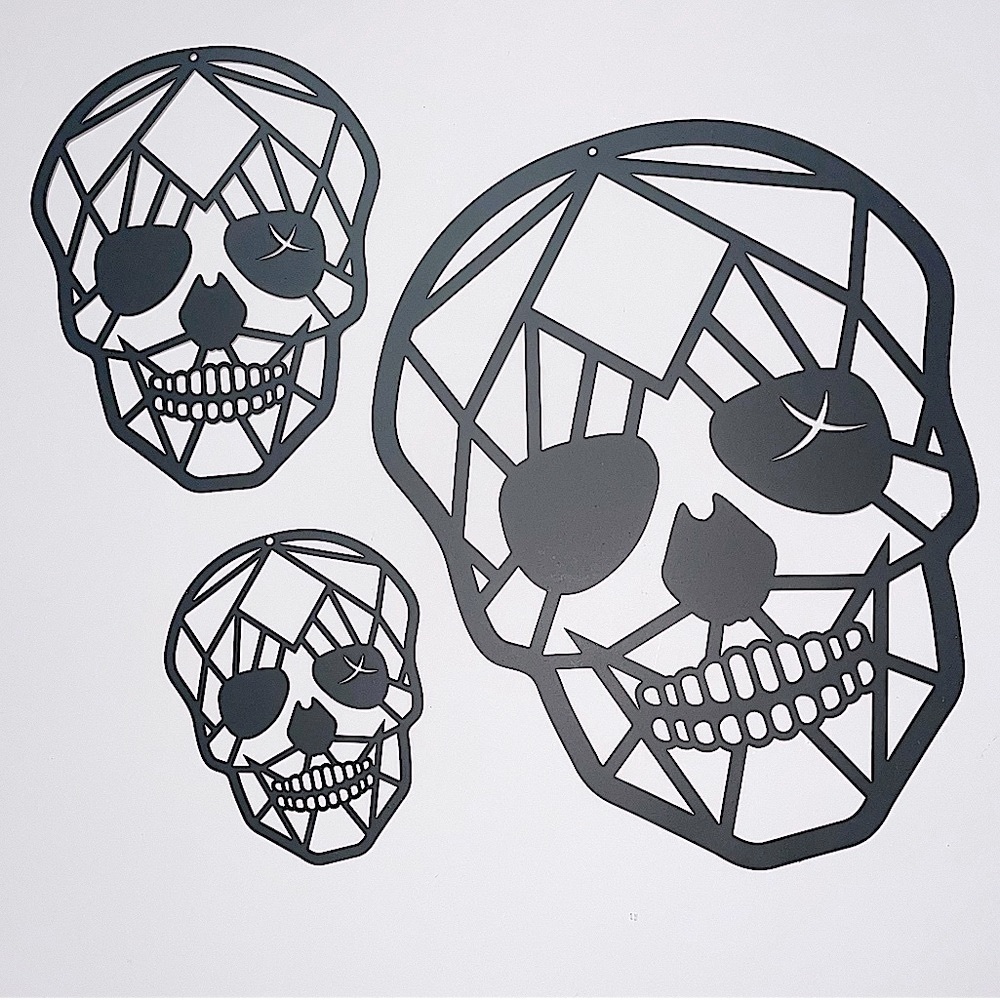 🆕 3pc Black Skull Metal Wall Decor - Picture 2 of 4